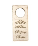 Shh Sleeping Babies Door Knob Sign - Raw Wood - $313.15 MXN