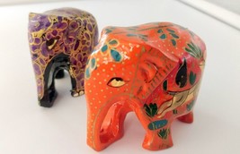 2x Indian Elephant Antique Style Kashmiri Paper mache Hand Painted Handicraft #6 - £23.54 GBP