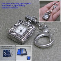 Silver Color Pocket Watch Women Pendant Watch with Key Ring and Necklace... - £15.57 GBP