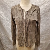 Jones &amp; Co Women&#39;s 100% Silk Gray Snake-Skin Pattern Cardigan, Size M - $34.64