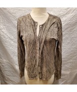 Jones &amp; Co Women&#39;s 100% Silk Gray Snake-Skin Pattern Cardigan, Size M - £27.28 GBP
