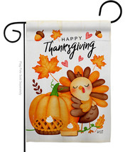 Happy Cute Turkey Garden Flag Thanksgiving 13 X18.5 Double-Sided House Banner - £15.96 GBP
