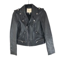 Maje Womens Jacket Lamb Leather Moto Asymmetric Black 36 - $144.94