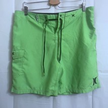 Hurley Board Shorts Men&#39;s Size 34 Neon Green 7 1/2&quot; Inseam - £9.29 GBP