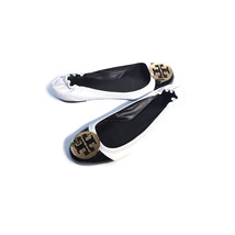 $228 Tory Burch Shoes 10 White Cap Toe Ballet Flats *Primo* Size 10 - £57.96 GBP