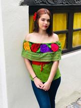 Campesina Blouse With Embroidered Flowers - One Size (S/M) - $27.00
