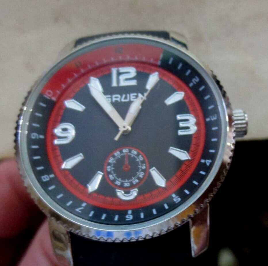 Primary image for Mens Vintage Gruen Precision Red Black Dial Pilot Watch