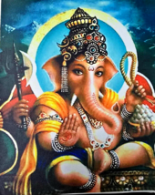 Lord Ganesha Picture, Printed on Silk. Yoga, Meditation, Spiritual - $447.84 MXN