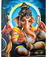 Lord Ganesha Picture, Printed on Silk. Yoga, Meditation, Spiritual - $451.30 MXN