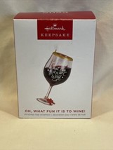 2023 Hallmark OH WHAT FUN IT IS TO WINE Wine Glass Keepsake Christmas Or... - $20.56