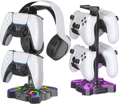 Black Kdd Gaming Rgb Headphones Stand, Rotatable Headset Stand With 9 Light - £35.92 GBP