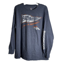 Denver Broncos Football Men&#39;s T-shirt Sz XL Blue White Orange Long Sleeve - £13.10 GBP