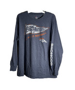 Denver Broncos Football Men&#39;s T-shirt Sz XL Blue White Orange Long Sleeve - £13.06 GBP