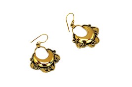 Gypsy Brass Hoops, Ornate Indian Earrings, Tribal Ethnic Jewelry - £13.58 GBP