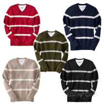 NWT Old Navy Men&#39;s Striped Wool-Blend Rib V-Neck Sweaters S M L XL Black... - $39.99