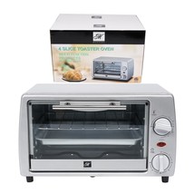 4 Slice Toaster Oven Stainless Steel Versatile for Baking Broiling Rehea... - $28.49