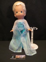 Disney Parks Authentic Queen Elsa 12&quot; tall Precious Moments Doll w/ stand Frozen - £89.14 GBP