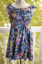 Hilo Hattie Girls Cotton Ruffled Hawaiian MIDI DRESS Colorful Fish Blue Size 12 - £17.38 GBP