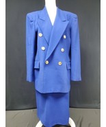 Christian Dior Double Breasted Jacket Pleat Skirt Set Button Navy Wool 1... - $186.02