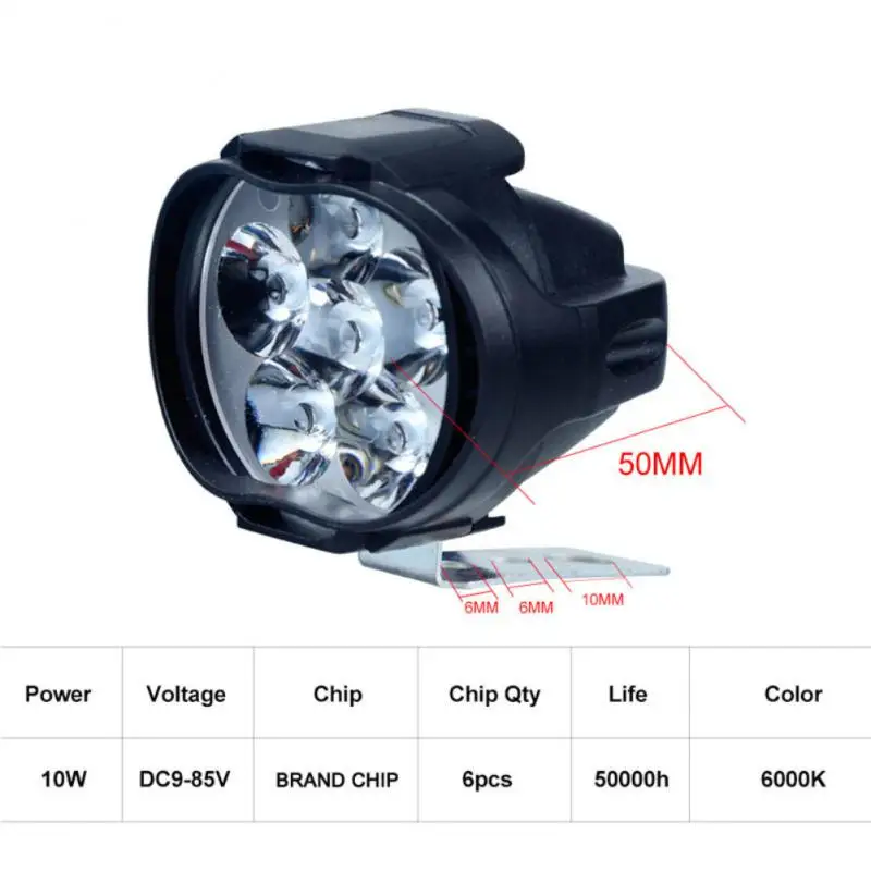 Universal Motorcycle Headlight Spot Light 12V 1000LM 6 LED Auxiliary Lamp Drivin - £99.84 GBP