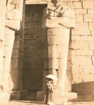 Vtg Postcard Postal Card Applied Photograph Luxor Egypt Statue Missing Head - £11.81 GBP