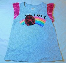 365 Kids Girls Flutter Sleeve Tee Shirt Size 10 Sequin Ladybug LOVE Rainbow New - £9.24 GBP