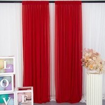 Red Chiffon Backdrop Curtain - 2 Panels - 29 x 96 Inches  - £13.88 GBP