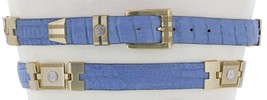 Mens Real Crocodile Skin Belt Blue Exotic Leather Western Cowboy Gold Links - £71.84 GBP