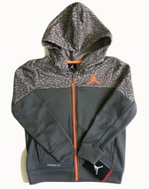 Nike Air Jordan Boy&#39;s Therma Fit Jacket Full-Zip Hooded Jacket, Size 4 Grey  - £17.49 GBP