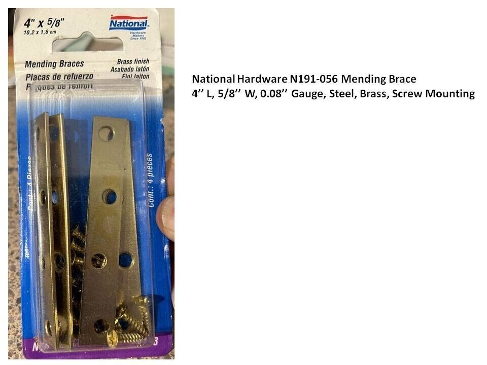 National Hardware N191-056 Mending Brace, 4&#39;&#39; L, 5/8&#39;&#39; W, 0.08&#39;&#39; Gauge, ... - $6.93