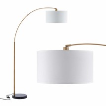 Arc Floor Lamp, Bright Standing Lamp With Unique Hanging White Linen Drum Shade  - £128.79 GBP