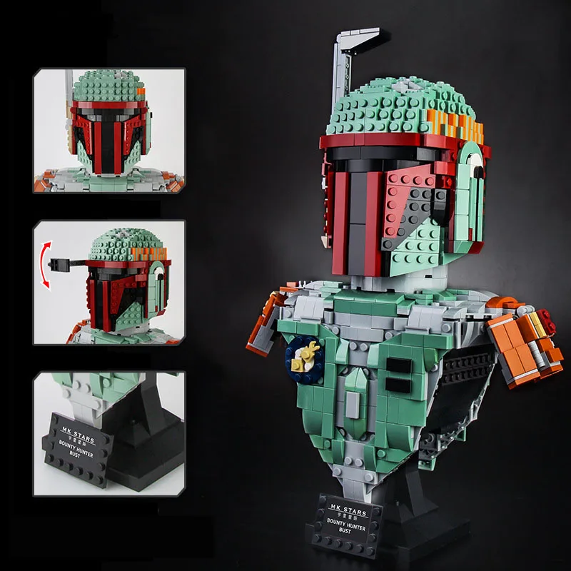 1268pcs+ Mandalorian Busts Building Block 3D Model Movie Star War Bricks Toys - £65.83 GBP