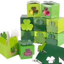 24Pcs St. Patrick'S Day Treat Boxes 3 Green Color Cardboard Box With Shamrock Sh - £22.11 GBP