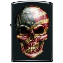 Zippo Lighter - Skull With Flag Black Matte - 853922 - $30.56
