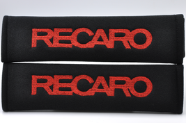 2 pieces (1 PAIR) Recaro Embroidery Seat Belt Cover Pads (Red on Black p... - £13.36 GBP