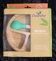 Avanchy Baby Natural Bamboo Suction Bowl + Soft Tip Silicone Spoon Set. BPA Free - £15.80 GBP