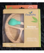 Avanchy Baby Natural Bamboo Suction Bowl + Soft Tip Silicone Spoon Set. ... - £15.94 GBP