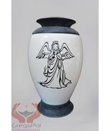 Exclusive Glass Cremation Urn - Ange - White Funeral Urn For Ashes- Cust... - $125.00