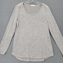 89th Madison Women Sweater Size M Gray Stretch Classic Long Sleeve Scoop Neck - £9.13 GBP