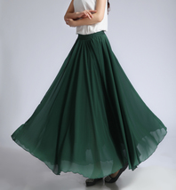 DARK GREEN Chiffon Skirt Plus Size Full Long Chiffon Skirt Beach Skirt image 4