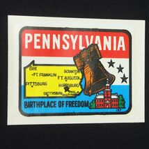 Pennsylvania Travel Label Decal Luggage Car Stickers w/Sleeve 3" x 4-1/2" - $11.75