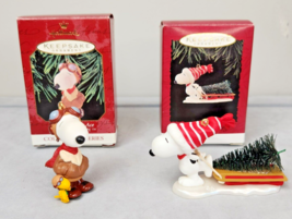Hallmark Snoopy Famous Flying Ace 1999 &amp; A Tree For Snoopy Ornament Peanuts EUC - £12.02 GBP
