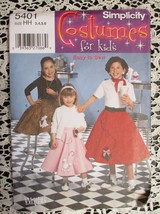 Simplicity 5401 Costumes For Kids Poodle Skirts Easy To Sew Sz. 3,4,5,6 NEW - $5.88