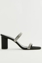 Reformation Maison Crystal Rhinestone Black Satin Sandal 3&quot; Heels Sz 10.... - $2,208.13 MXN