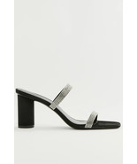 Reformation Maison Crystal Rhinestone Black Satin Sandal 3&quot; Heels Sz 10.... - $2,208.13 MXN