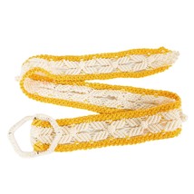 Macrame Rope Belt VTG White Yellow Knit Crochet Original Fashion 1970s Womens - £10.17 GBP