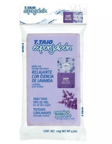1 X T.Taio Esponjabon Lavanda Lavender Relajante Soap Sponge Bar Dark Sp... - $9.85