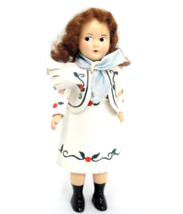 Vintage Hard Plastic Cow Girl Doll Faux Leather Outfit Side Glancing Eyes 7.25&quot; - $10.34