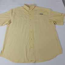Columbia FM7266 Omni-Shade Men&#39;s L Yellow Shirt PFG Vented Fishing Short... - $18.80
