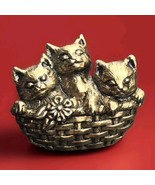 Kittens in a Basket  Cats Feline pin  Vintage Brooch - £7.85 GBP